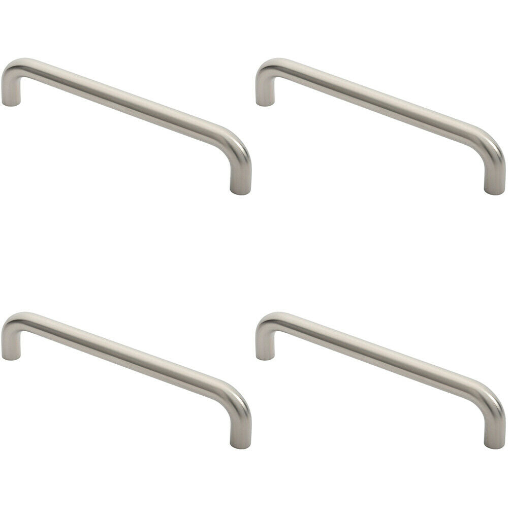 Loops 4x Round D Bar Pull Handle 22mm Dia 300mm Fixing Centres Satin Stainless Steel in Metallics