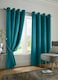 image 1 of Velvet Look Eyelet Ring Top Blackout Curtains - 168cm x 229cm - Teal