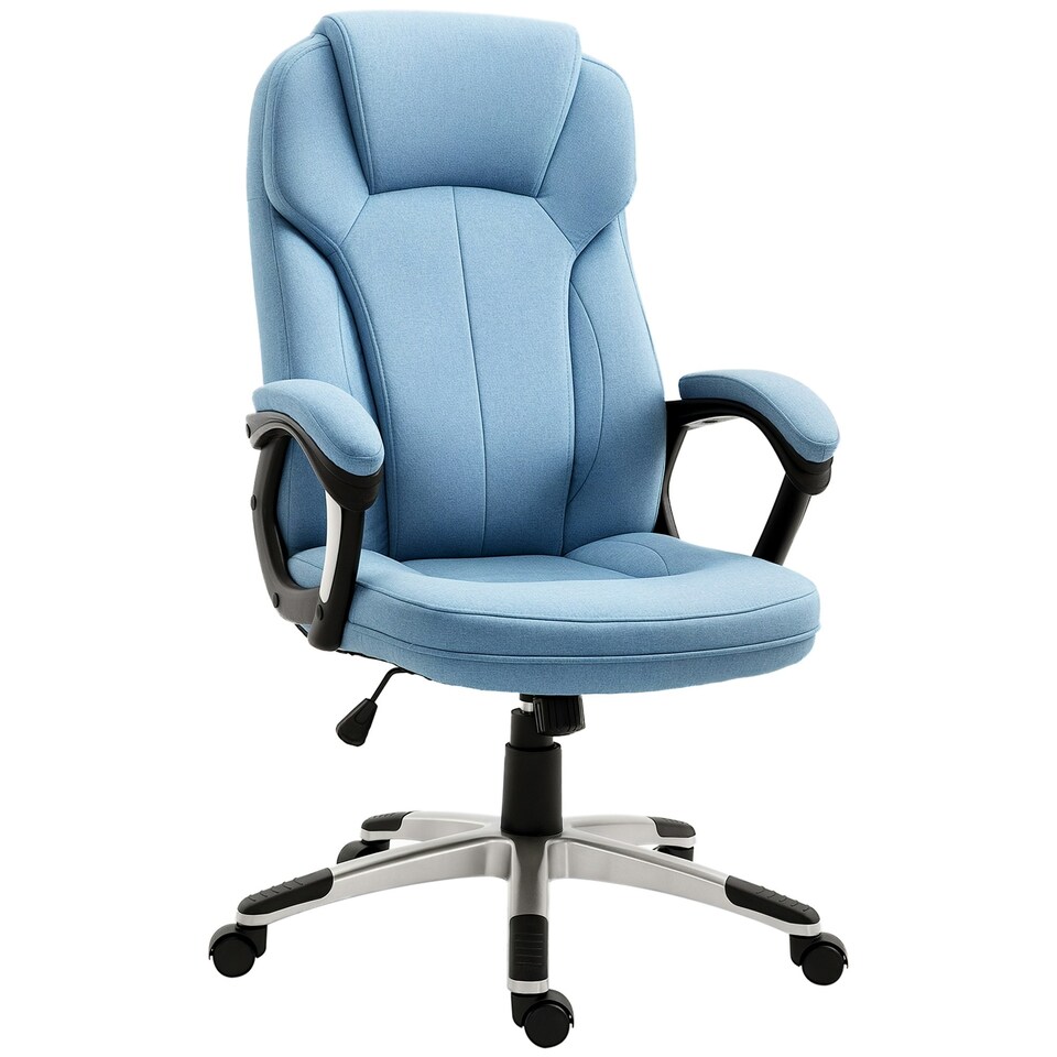 image 1 of Vinsetto Linen Executive Office Chair Height Adjustable Desk Chair, Blue