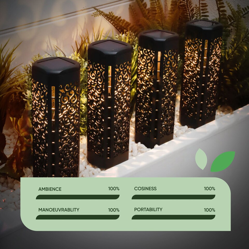 image 1 of Gardenwize Pack of 4 Solar Garden Stake Lights Outdoor