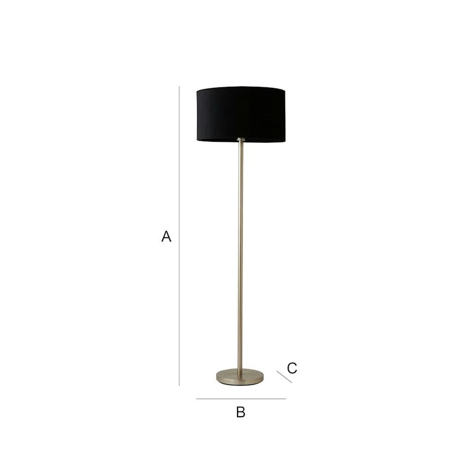 image 1 of ValueLights Charlie Chrome Floor Lamp Black Shade & Bulb