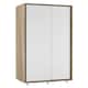 image 1 of URBNLIVING 2 Sliding Door Wardrobe 120cm Freestanding Unit | Multi | Oak Carcass + White Doors | 1