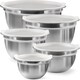 image 1 of Mixing Bowl Set of 5, Stainless Steel Nesting Bowls for Meal Preparation Kitchen Baking Air Tight White lids