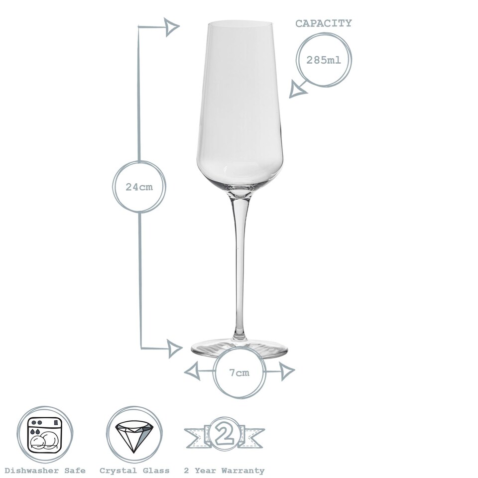 image 1 of Bormioli Rocco Inalto Uno Champagne Flutes - 285ml - Pack of 6