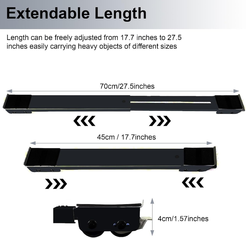 image 1 of 2Pcs Adjustable Appliance Rollers Black Furniture Moving Castor Wheels Washing Machines Fridges & Dishwashers Sliders 300kg Load