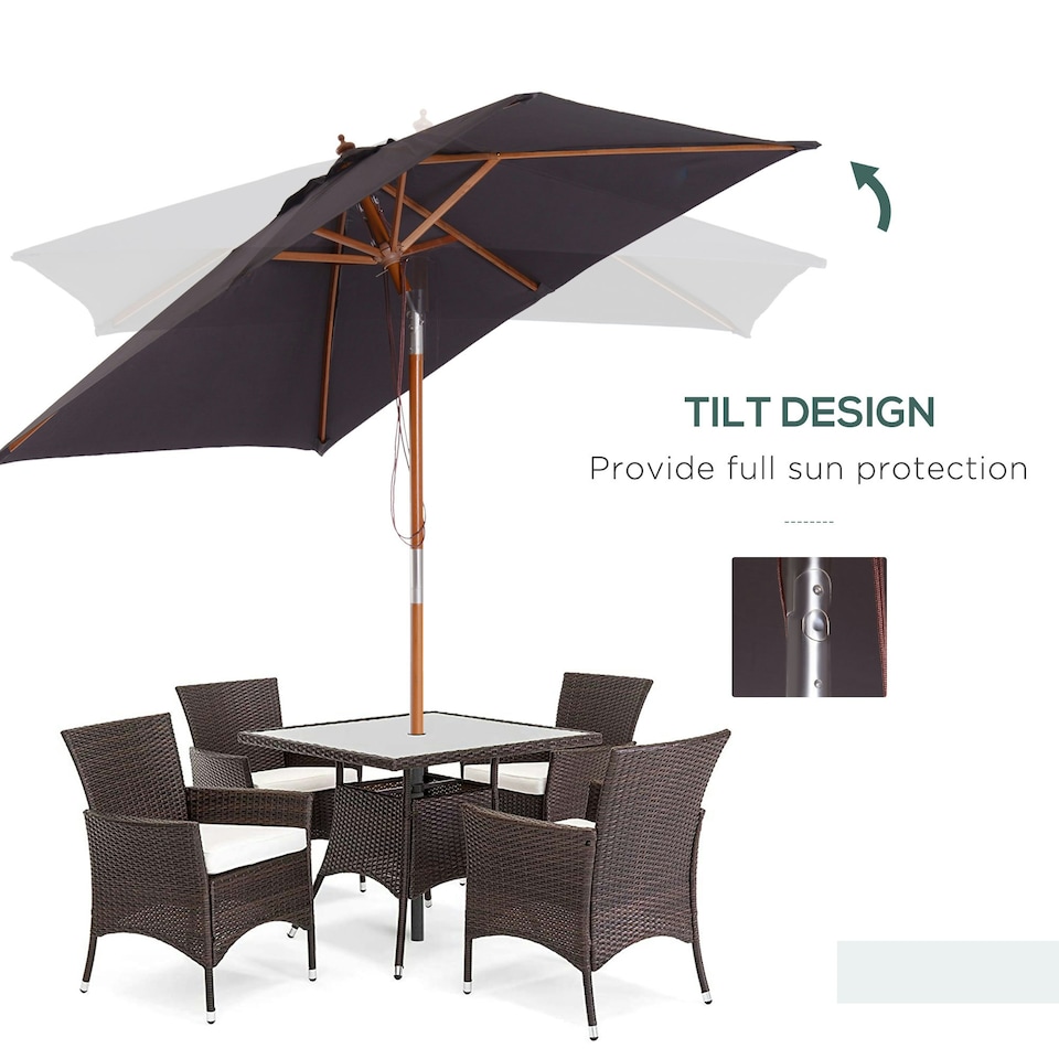 image 1 of Outsunny Patio Umbrella Market Parasol Outdoor Sunshade Deep Grey