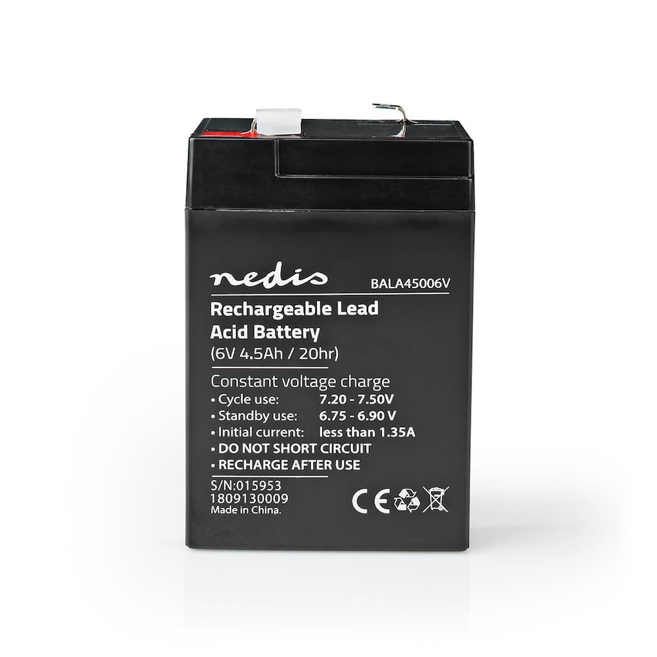 image 1 of Nedis Lead-Acid Battery Rechargeable 6v 6 Volt 4.5h 4500mAh Sealed 70 mm x 47 mm x 101 mm