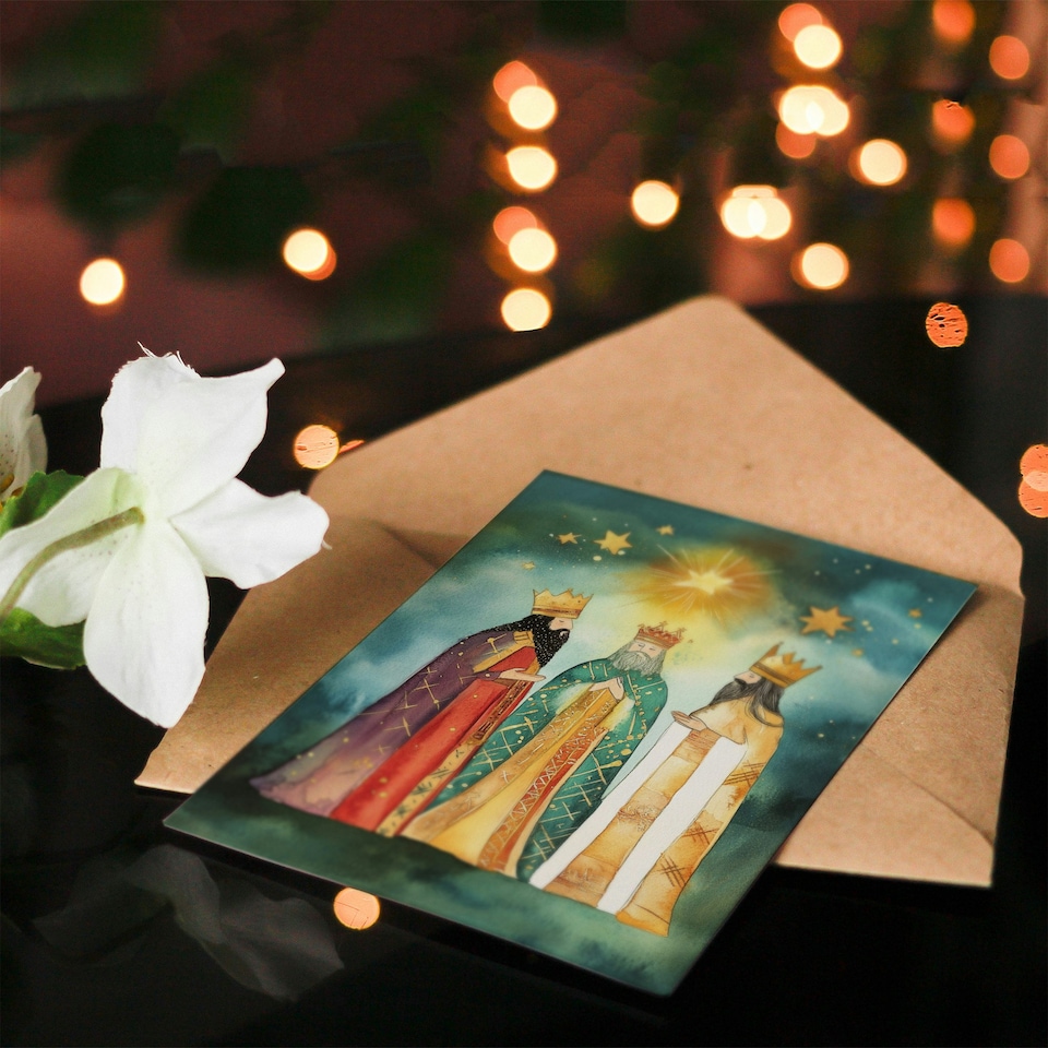 image 1 of Star Of Bethlehem Three Kings Wise Men Blank For Him Or Her Art Xmas Festive Christmas Card