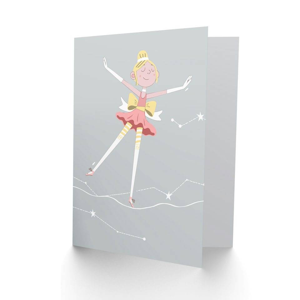 image 1 of Girls Ballerina Dancer Stars Blonde Kids Birthday Child Card