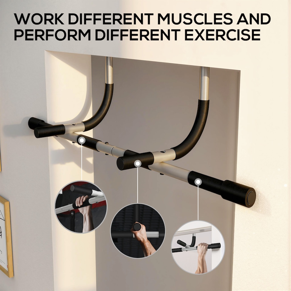 image 1 of HOMCOM Indoor Fitness Door Horizontal Bar Pull-ups Home Gym Upper Body Workout