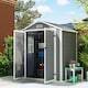 image 2 of Outsunny 6 x 4.5FT Plastic Garden Shed with Floor, Lean to Outdoor Storage Shed, Lockable Tool Storage House with Window, Vent and Plastic Roof, Grey