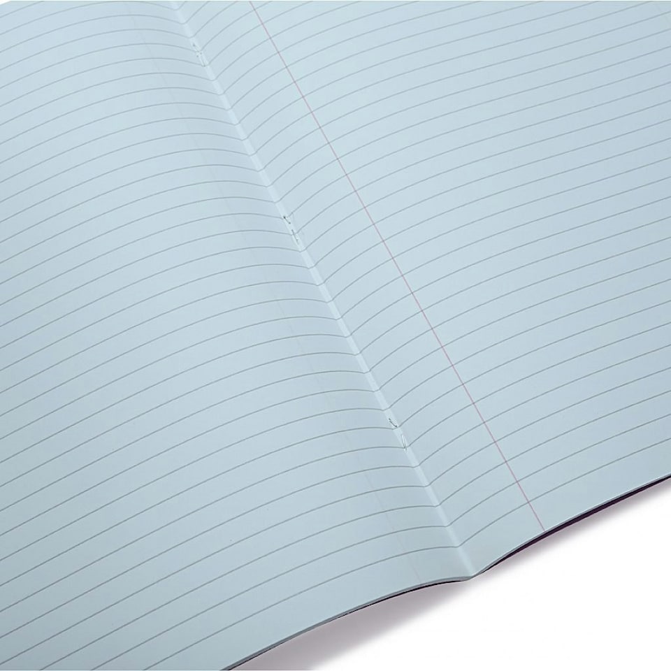 image 1 of Pack of 10 Rhino A4 48 Page Yellow with Blue Tinted Paper 8mm Lined with Margin Exercise Books