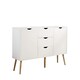 image 1 of Sideboard Storage Cabinet With Drawers Cupboard Solid Wood Legs | White