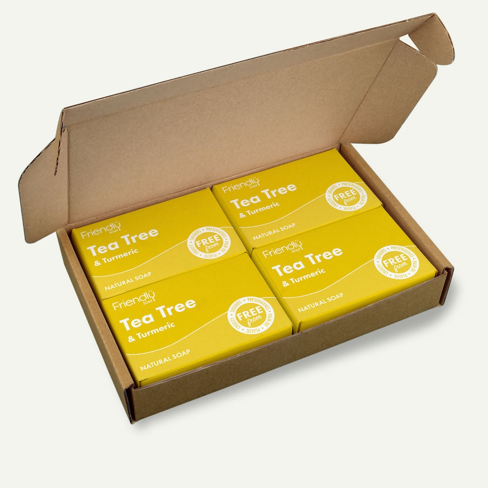 image 1 of 4 x Natural Tea Tree & Turmeric Soap Bar - 4 Pack | Orange | 1