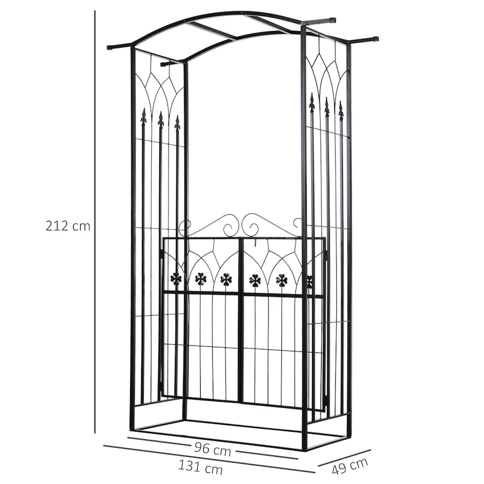 image 1 of Outsunny Garden Entrance Arch Bench Outdoor Patio Rose Trellis Climbing Plant