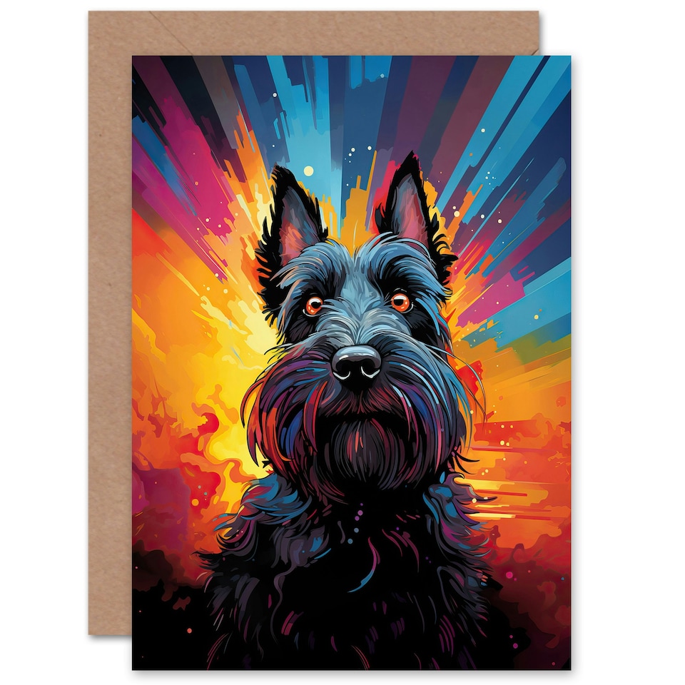 image 1 of Scotty Dog Lover Scottish Terrier Vibrant Modern Animal Greeting Card