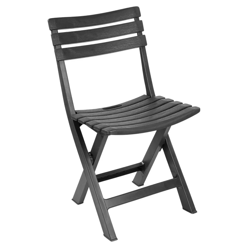 image 1 of Collapsible Folding Garden Chair Set - Camping Patio Lounge Seat | Grey | 6