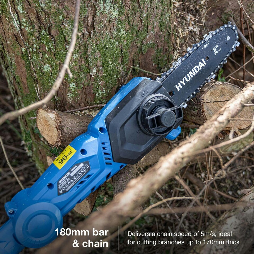 image 1 of Hyundai 20V Cordless Pole Saw, 2Ah Battery and Charger, Lightweight and Telescopic reach | HY20CPS