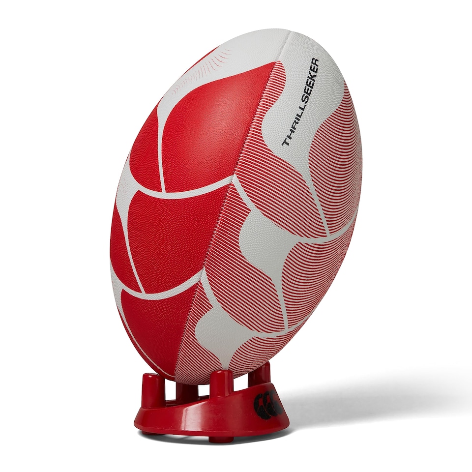 image 1 of Canterbury Unisex Thrillseeker Play Rugby Ball | Standard Grip | Training Ball Rugby Ball, White/Red, 3