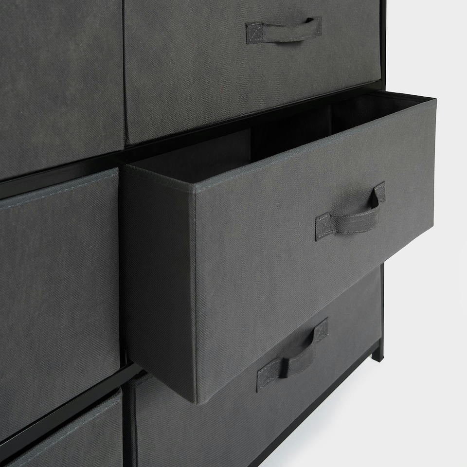 image 1 of OHS Brooklyn 6 Drawer Home Storage Fabric Display Cabinet With Hanging Rail Grey
