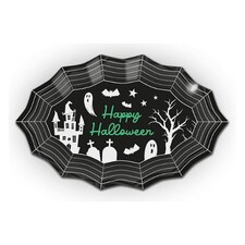 Halloween Web Shaped Plastic Serving Plate Assorted Colours