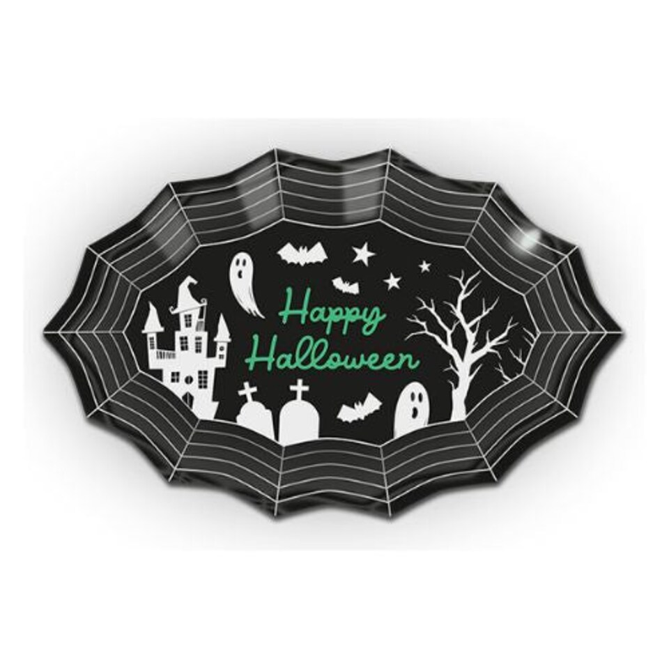 Halloween Web Shaped Plastic Serving Plate Assorted Colours