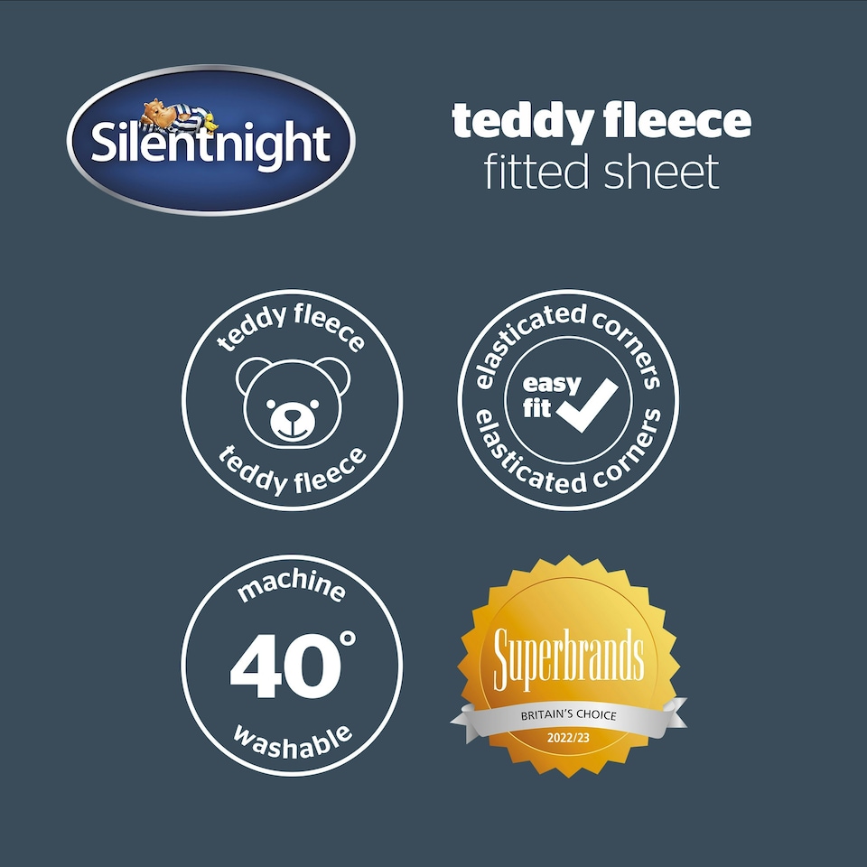 image 1 of Silentnight Teddy Fleece Fitted Sheet, Natural Beige, King, Supersoft Cosy Winter Bedding