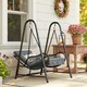 image 2 of Outsunny Rattan Swing Chair with Stand and Seat Cushion Grey | Dark Grey