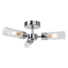 BHS Kier Semi Flush Bathroom Ceiling Light | Silver | Chrome