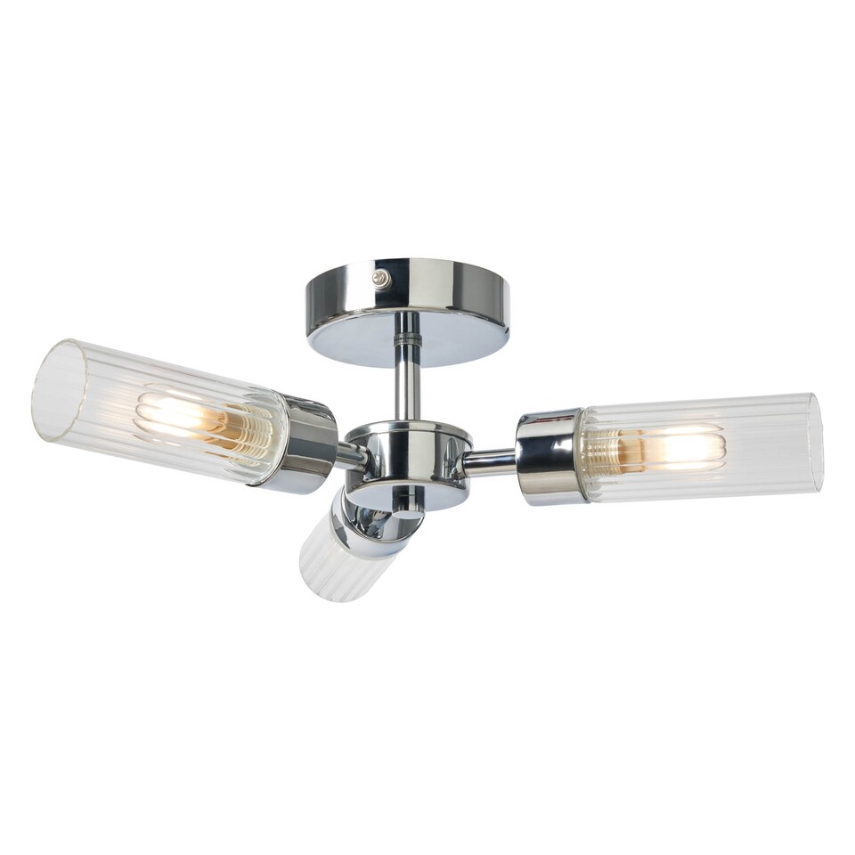 image 1 of BHS Kier Semi Flush Bathroom Ceiling Light | Silver | Chrome