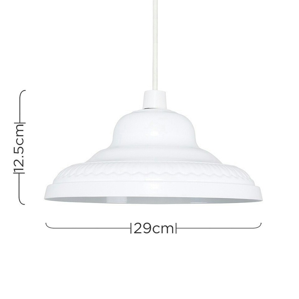 image 1 of ValueLights Vintage Retro Style Gloss White Metal Easy Fit Ceiling Pendant Lamp Shade