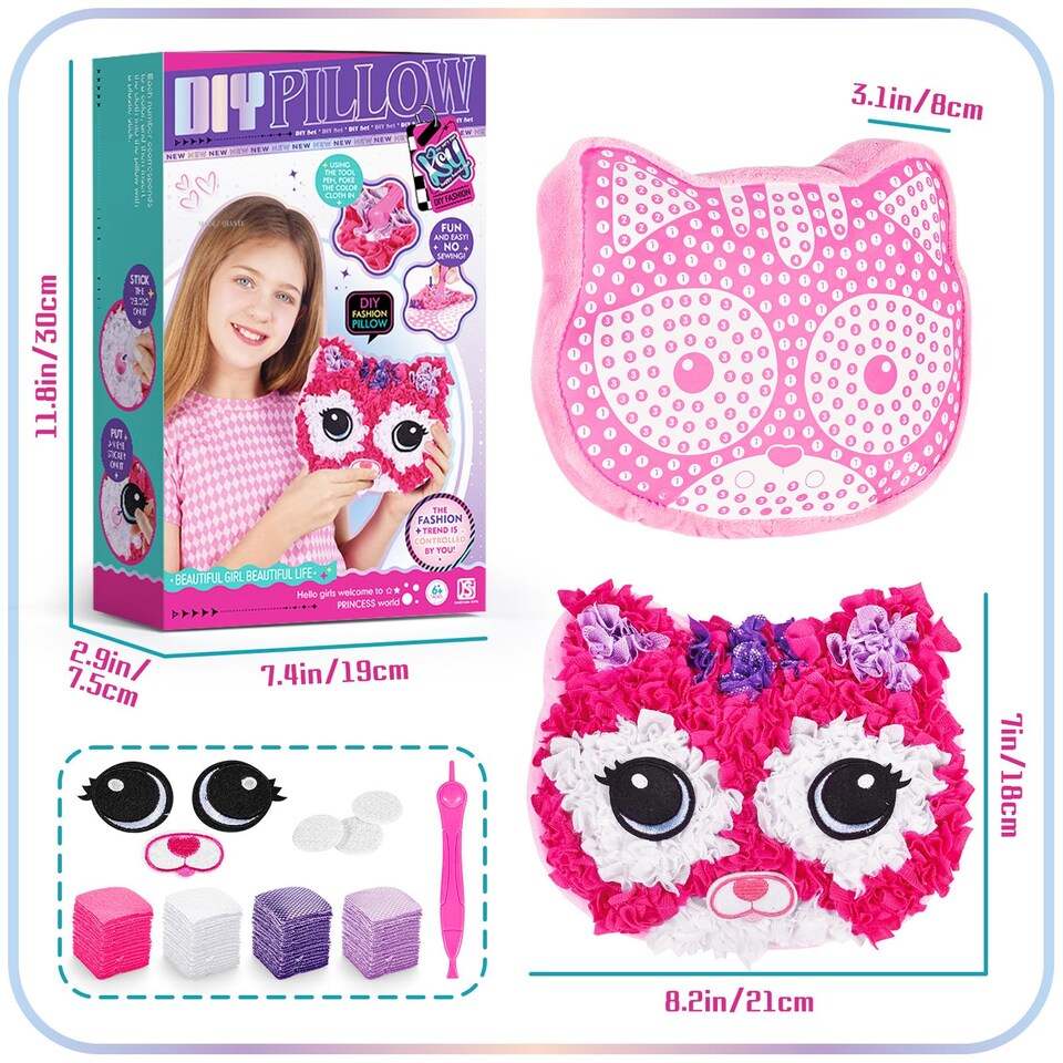 image 1 of DIY Animal Doll Pillow Craft Toy for Kids Cotton Fabric