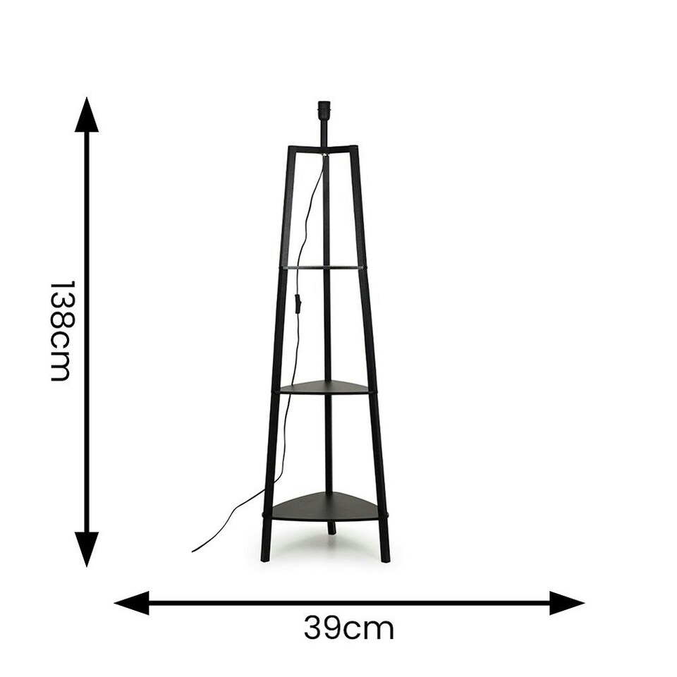 image 1 of ValueLights Hiru Painted Tripod Shelved Black Floor Lamp Base