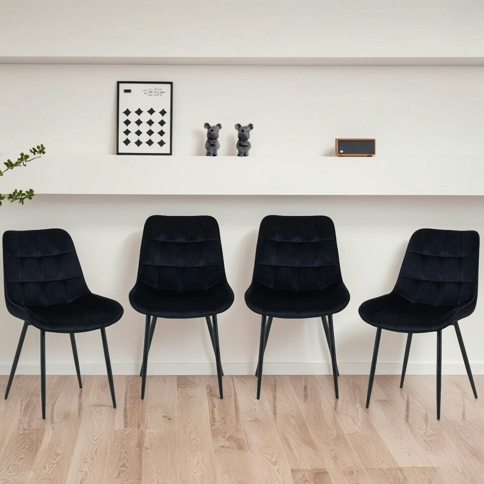 image 1 of Erica Plush Velvet Comfort Dining Chairs - Set of 4 Grey