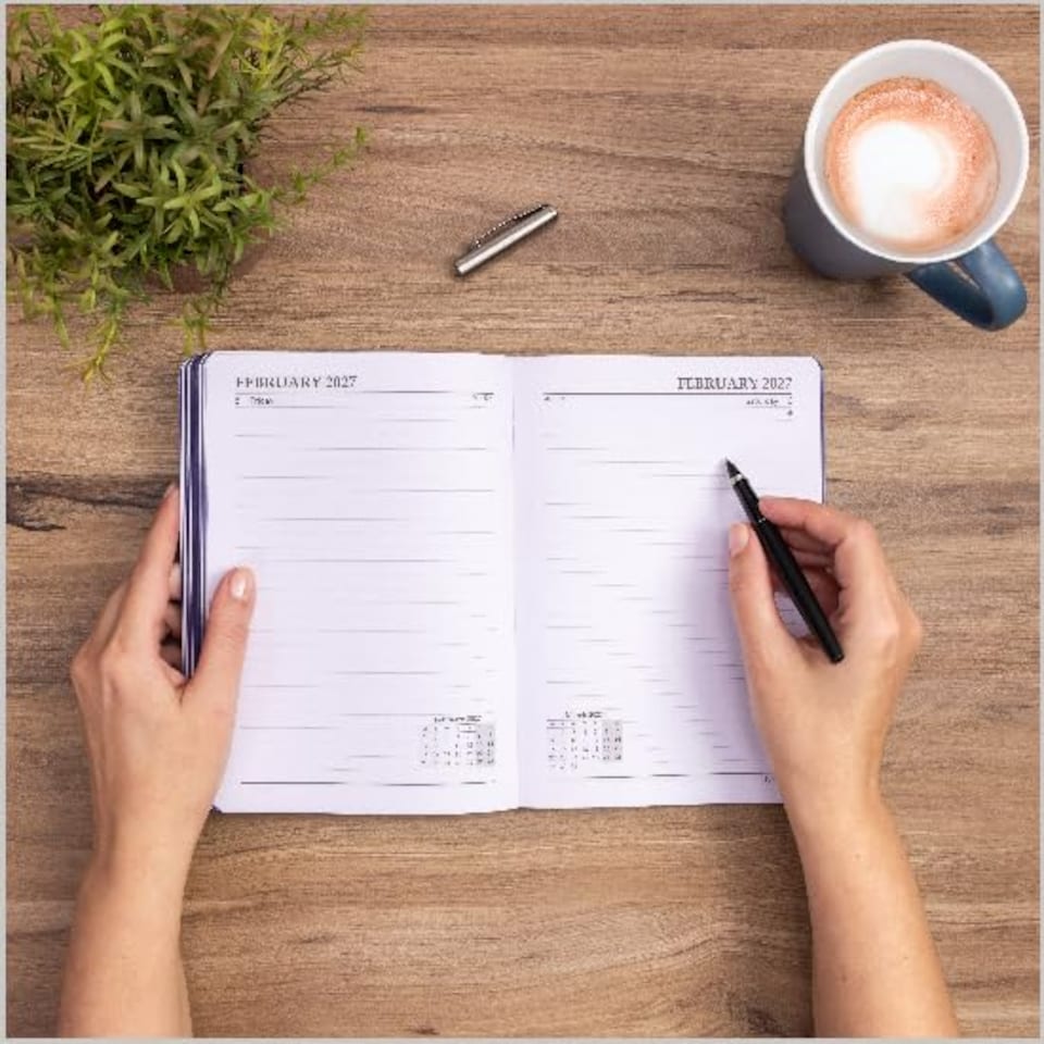 image 1 of 2026 - 2027 Academic Diary A5 Page a Day - Softcover Felix Mid Year Planner Aug 2026 to Jul 2027 | Blue | Navy
