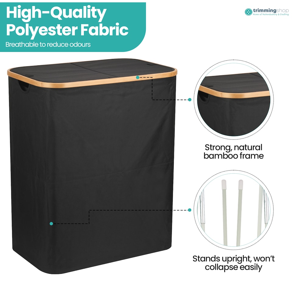 image 1 of 140L Foldable Laundry Basket with Lid, Polyester Clothes Hamper