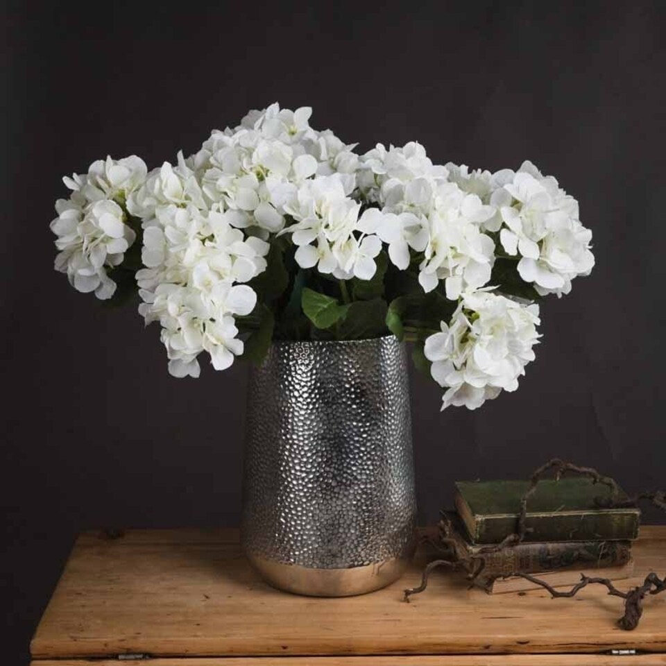 image 1 of White Hydrangea Bouquet Artificial Flower - Fabric/Plastic - L34 x W34 x H54 cm - Cream