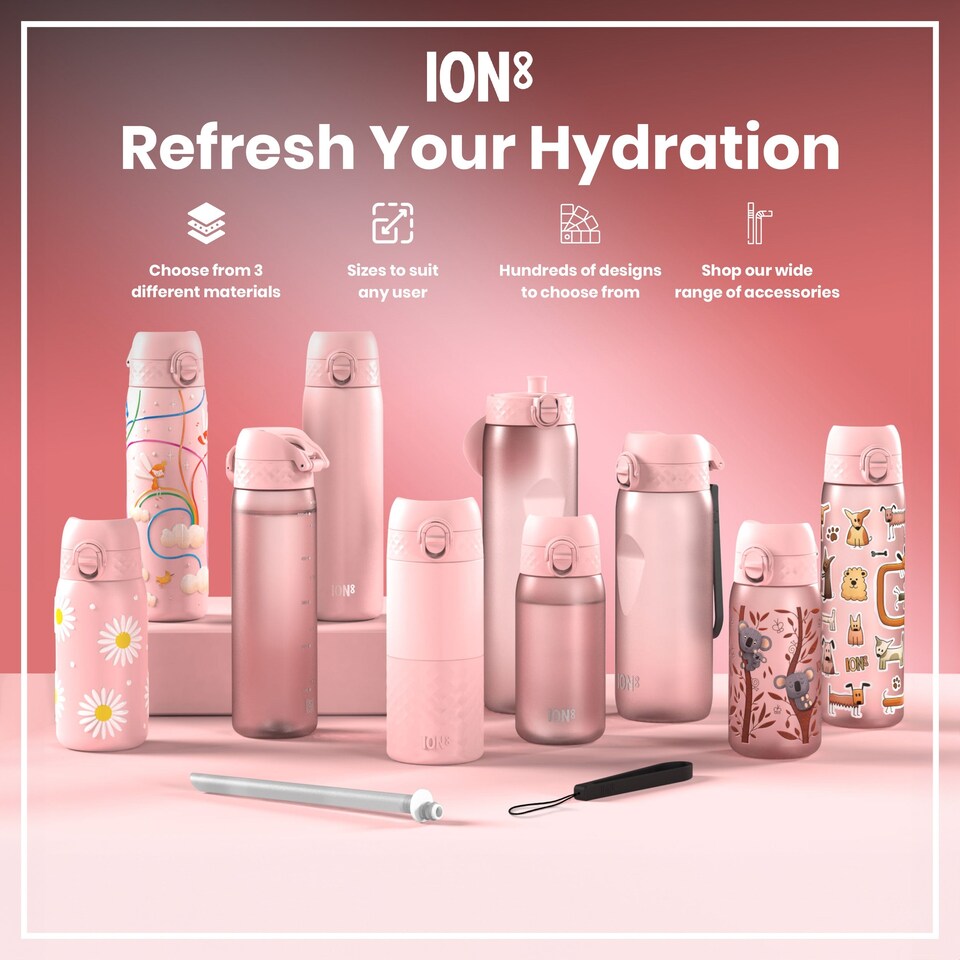 image 1 of Leak Proof Slim Water Bottle, Vacuum Insulated, 500ml (17oz) | Pink | Koala | One Size