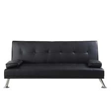 Faux Leather Clic Clac  Luxury Sofa Bed  In Black