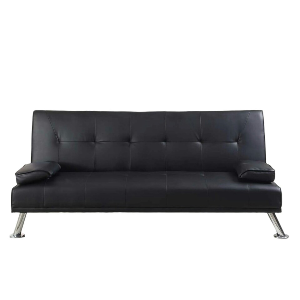 image 1 of Faux Leather Clic Clac  Luxury Sofa Bed  In Black