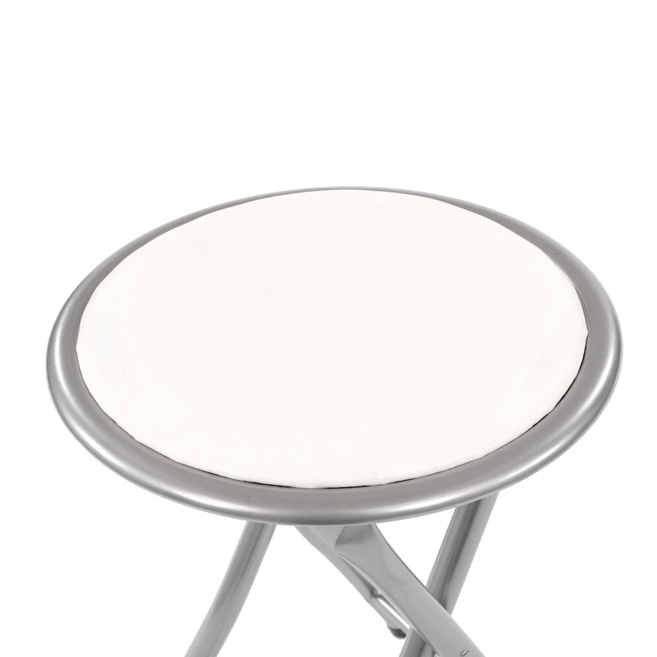 image 1 of White Padded Folding Breakfast Kitchen Bar Stool Seat | White