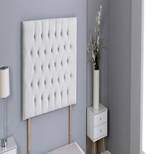 White Plush Velvet Chesterfield Headboard | White | 6FT Superking 26"inch Headboard