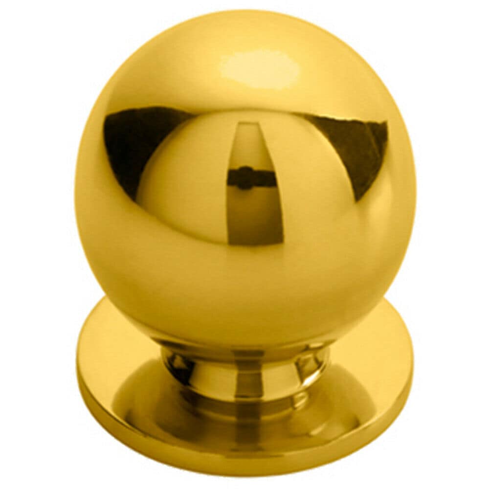 Loops Solid Ball Cupboard Door Knob 30mm Diameter Polished Brass Cabinet Handle in Metallics