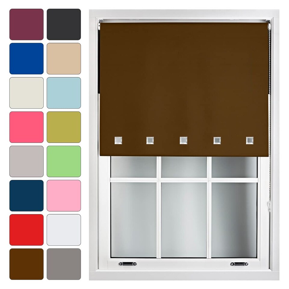 image 1 of Cut to Size Blackout Roller Blind with Square Eyelets | Custom Fit Window Blind by Furnished