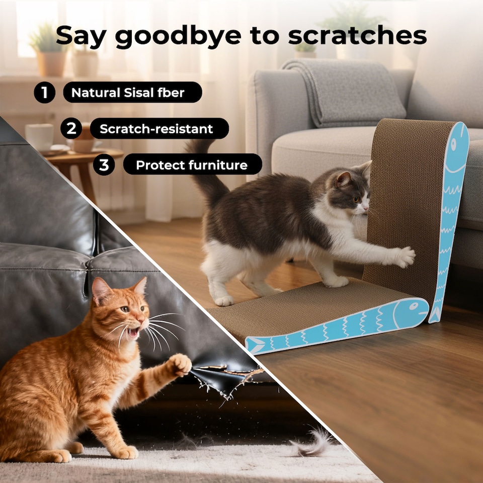 image 1 of Skylos 2PCS Cat Scratching Board Cardboard Cat Scratcher Lounge Pad
