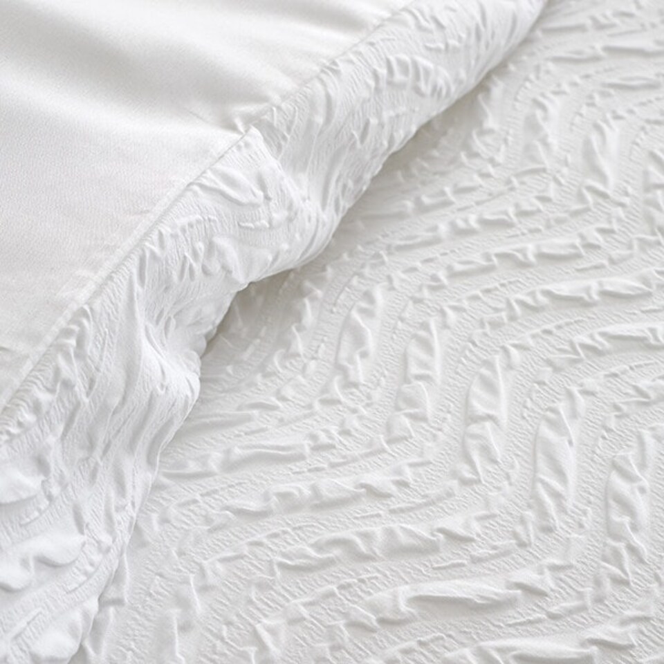 image 1 of Catherine Lansfield Heatset Wave King Duvet Set White White | King