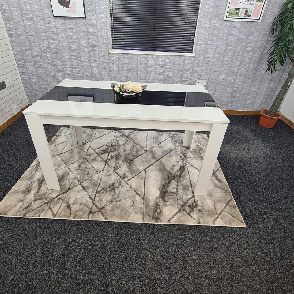 image 1 of Dining Table Wood Kitchen Place for 6 Seats, Dining Table Only (White and Black H 75 x L 140 x W 80 cm) White