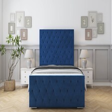 Sloomy Watson Navy Plush Bed Frame With 50" Upholstered Headboard 6' Super King