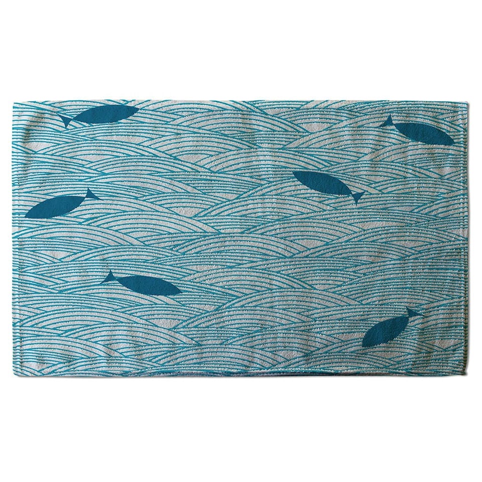 image 1 of Waves & Fish (Bath Towel)