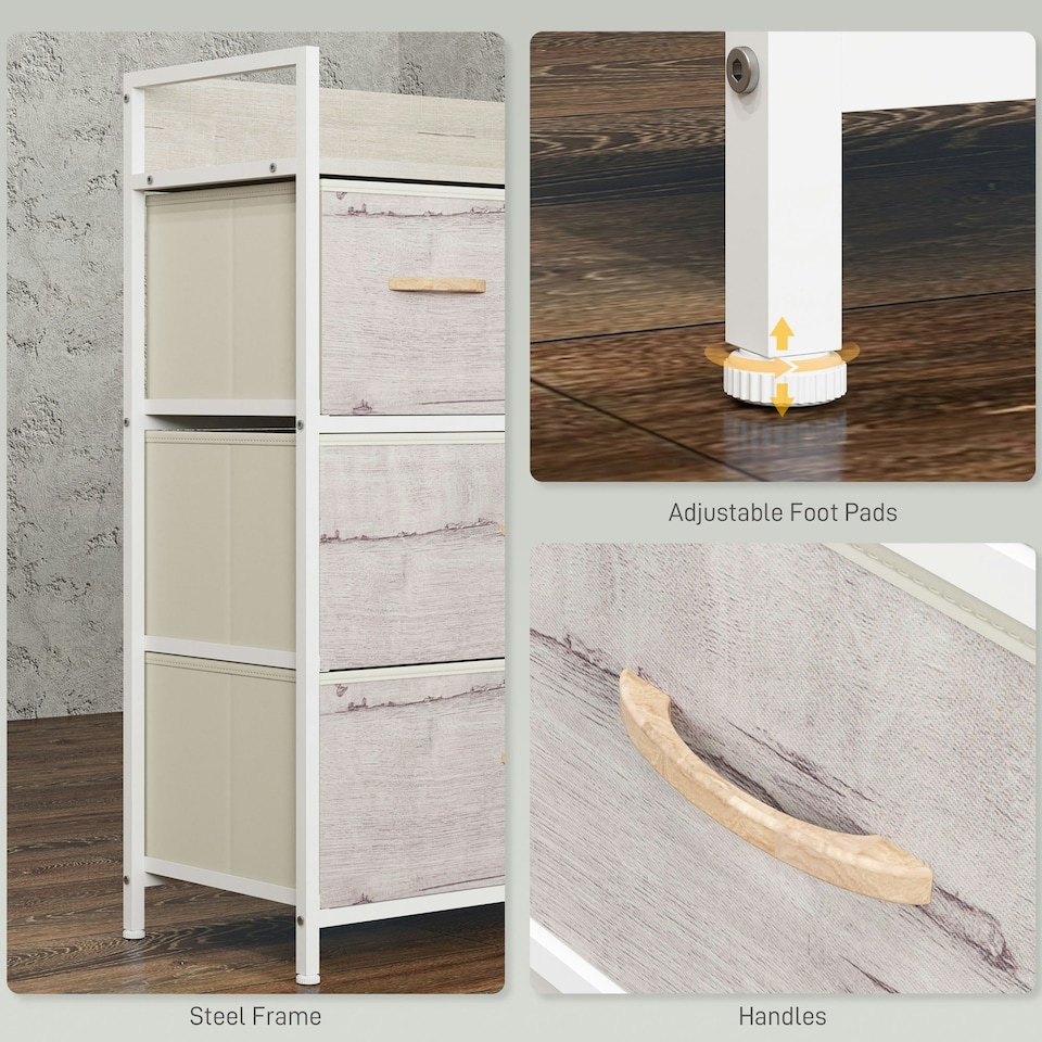 image 1 of HOMCOM Bedroom Chest of Drawers 4 Drawer Dresser w/ Shelf, Natural